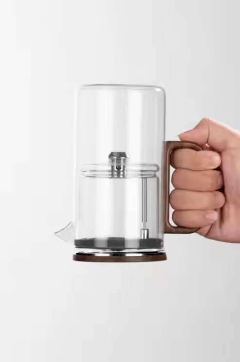 500ml  Wooden Handle Glass Magic Teapot with Glass/304 Steel Tea Filter