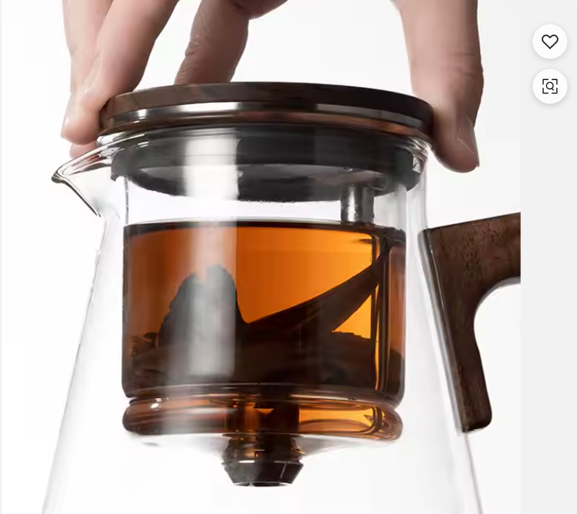 500ml  Wooden Handle Glass Magic Teapot with Glass/304 Steel Tea Filter